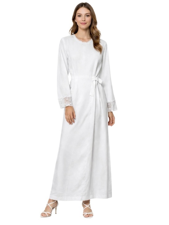 california dynasty Dresses & Skirts - Vintage Elegant White Lace Trimmed Dress by California Dynasty